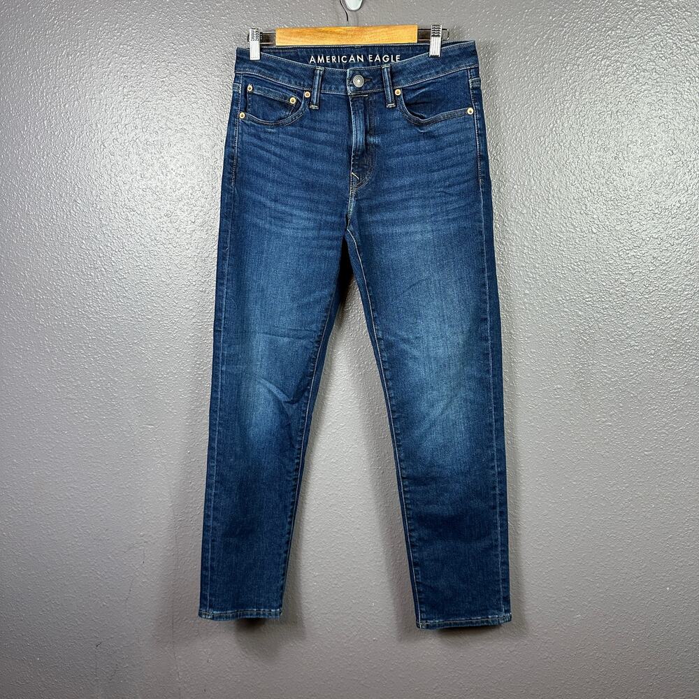 American Eagle Slim Straight Jeans 30x29.5 Mens Airflex Plus  Blue Stretch